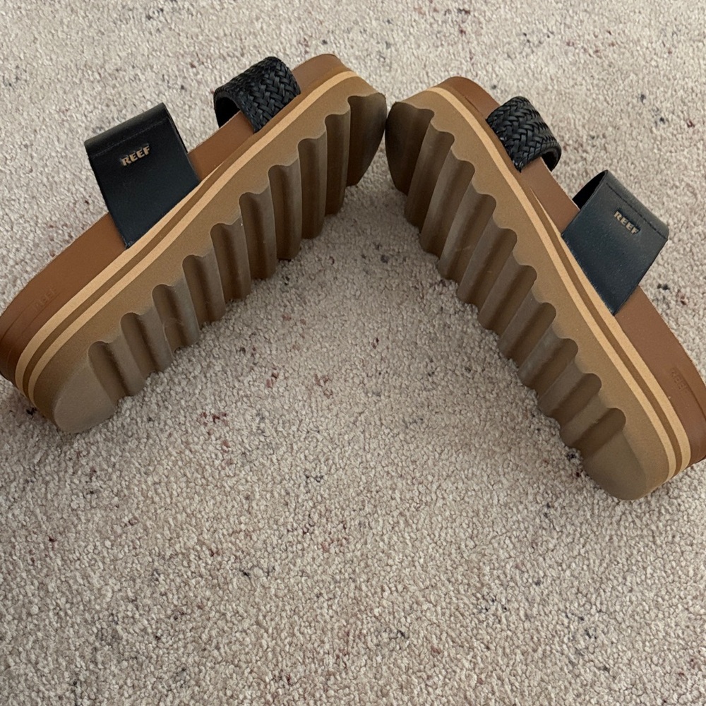 Reef Black and Cork Slide Sandals - Picture 3 of 6